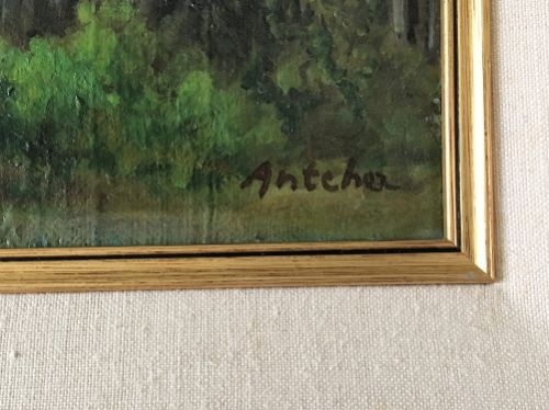 fig 2. Isaac Antcher - Village View Through Trees - Oil on Canvas
