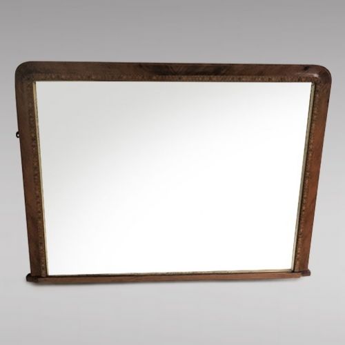 A  Nice Sized 19thc Walnut and Inlaid Over Mantel Mirror
