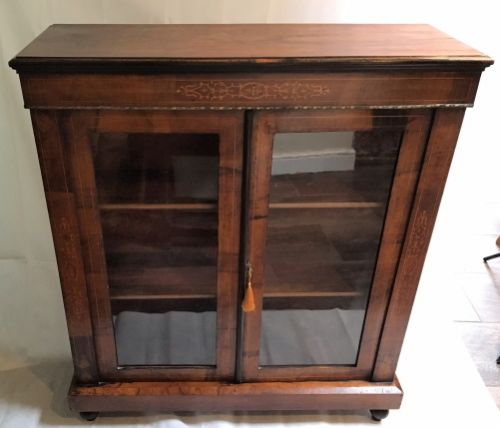 A Victorian Walnut and Marquetry Inlaid Pier Cabinet