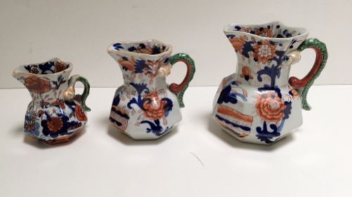 Set of Three Graduated Ironstone Jugs