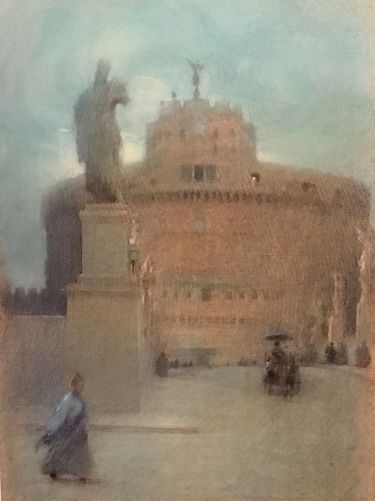 fig 1. Gustavo Bacarisas - Pastel - Castel Sant Angelo - Signed & Dated