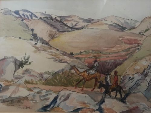 fig 1. Earl Haig - Watercolor - Views From Allar forward Jerusalem - 1940