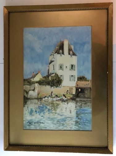Charles Eyres Simmons – Watercolour – Le Grand Chateau, Port Aven