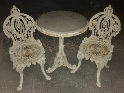 Pair Victorian Garden Chairs and Table
