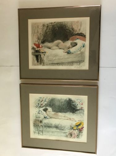 Antoine Calbet - Reclining Nudes - Signed Etchings