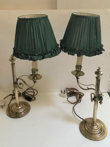 Pair of Adjustable Brass Table Lamps