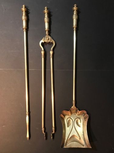 A Set of Brass Fire Irons
