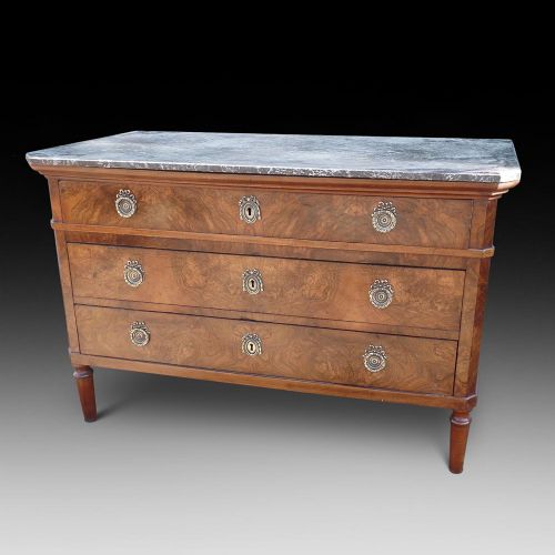 Walnut Three Drawer Chest Commode, Ca. 1860-1880