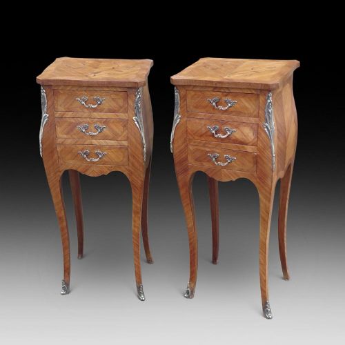 Pair of Kingwood Marquetry Bedside Cabinets, Ca. 1890-1900