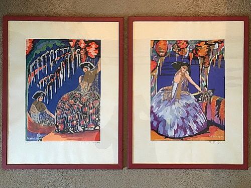 S Chompre C1930 Pair of Signed Lithographs