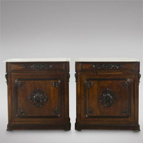 Pair of French Rosewood Pier Cabinets