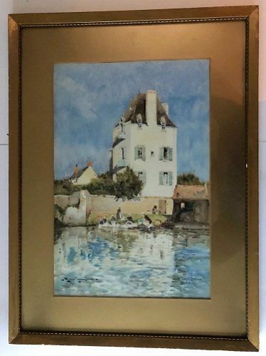 CHARLES EYRES SIMMONS LE GRAND CHATEAU PORT AVEN WATERCOLOUR