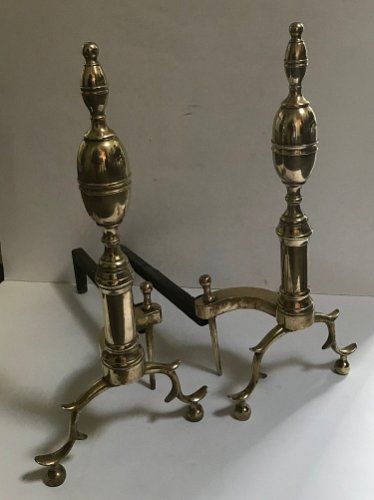 A Pair Brass Fire Dogs