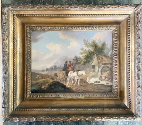 Peter La Cave C1812 - Oil on Panel  - Charming Landscape Scene with Horse and Cart