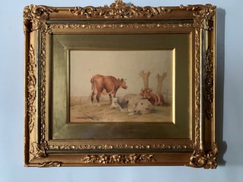 Thomas Sidney Cooper Ra - Cattle in Landscape, Watercolour on Paper, Signed and Dated 1876