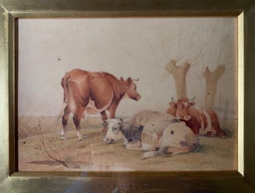 fig 1. Thomas Sidney Cooper RA - Cattle in landscape, watercolour on paper, signed and dated 1876
