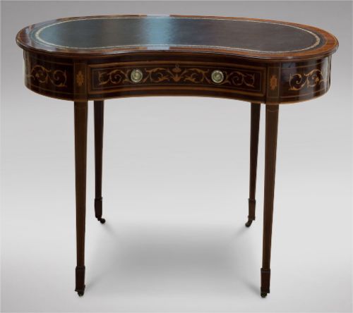 A 19thc Mahogany Kidney Shaped Desk by Maple & Co