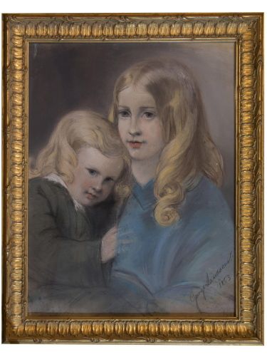 George Landseer - Pastel - Two Sisters 1953