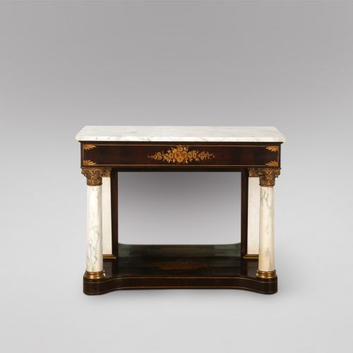 A Mahogany Console Table with Marble Top