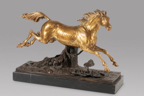 A Lovely Gilt Bronze Model of a Horse