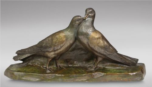 Joseph D'aste Bronze Pair of Doves