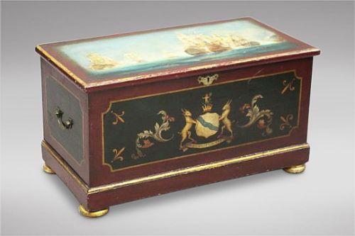 A Hand Painted Victorian Pine Box