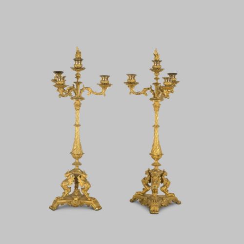 A Pair of 19th Century Gilt Bronze Candelabra