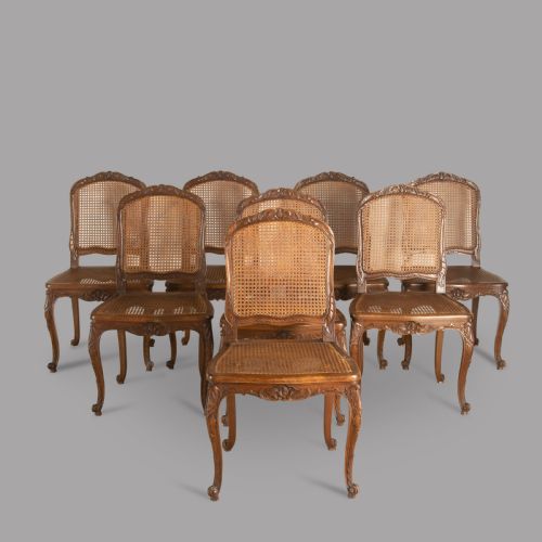 Decorative Set of Eight Early 20th Century French Dining Chairs