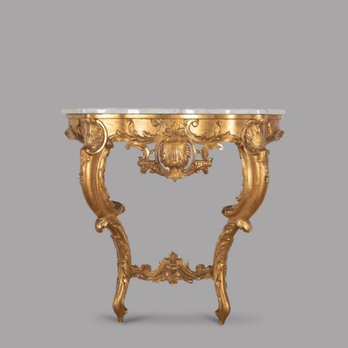 19th Century French Gilt Wood and Ormolu Console Table