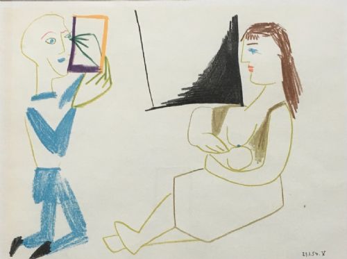 fig 1. Vintage lithograph from Pablo Picasso's La Comedie Humaine Suite