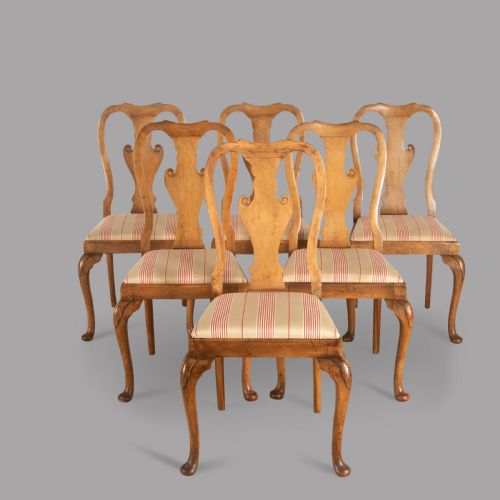 Set of Six Late 19th Century English Walnut Dining Chairs
