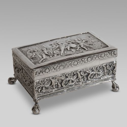 19thc Dutch Napoleonic Battle Scene Silver Box