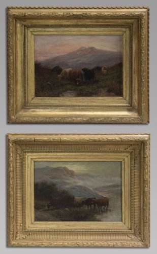 W Thomas - Pair of Cattle Scenes - 19thc Oil on Canvas's
