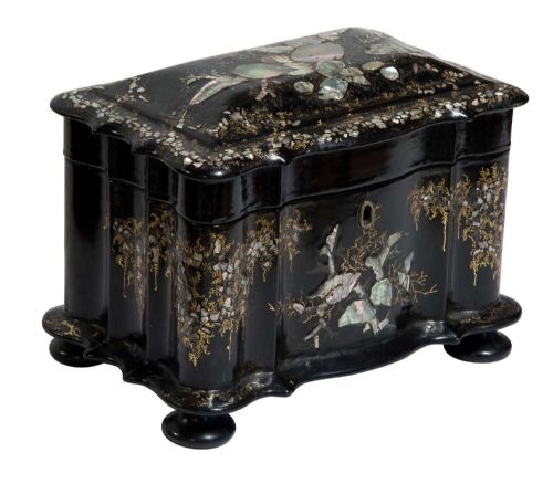 Papier Mache Tea Caddy with Mother of Pearl