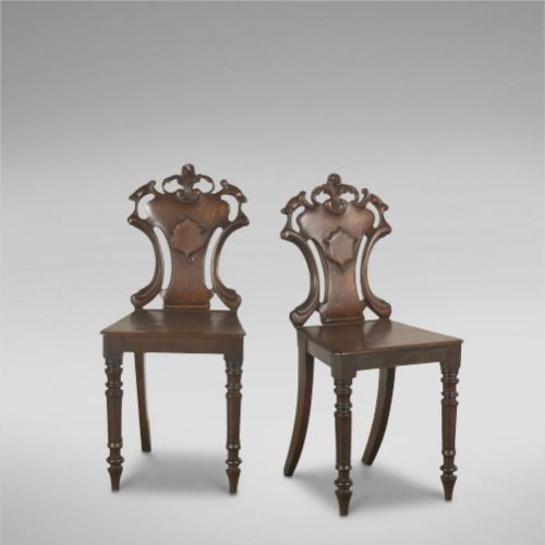 A Pair of 19thc Hall Chairs