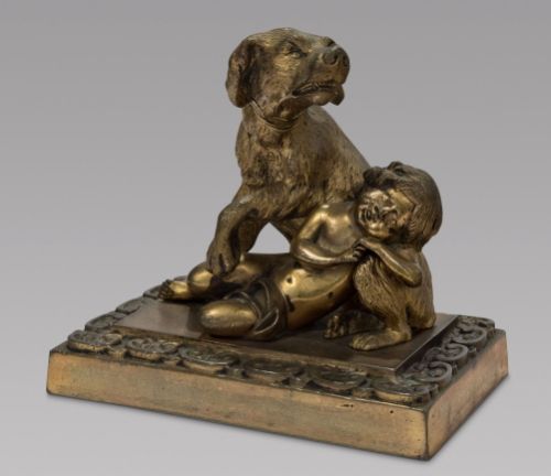A 19thc Grand Tour Bronze of Child and Dog