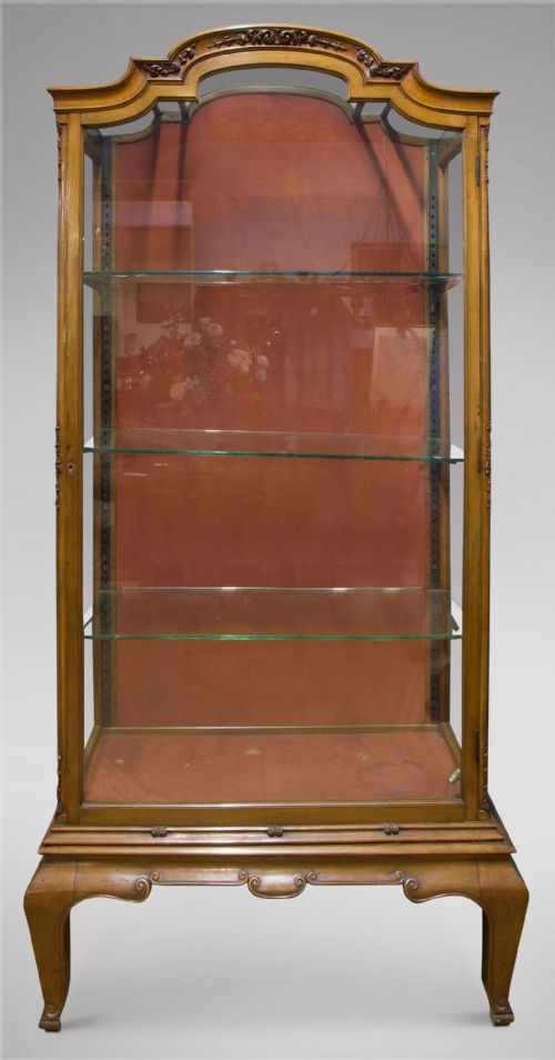 19thc Continental Walnut Display Cabinet