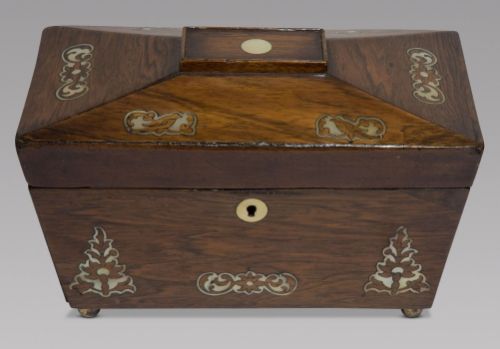 A 19thc Rosewood Box with Mother of Pearl