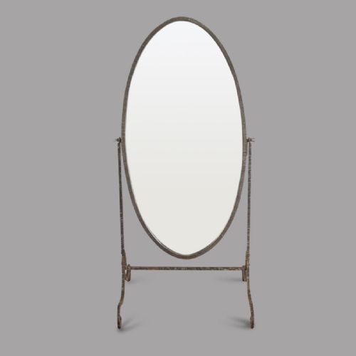 Early 20th Century Ribbed Metal Cheval Mirror