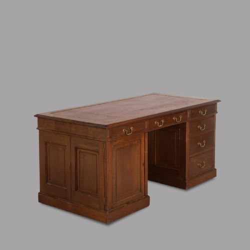 fig 2. English 19th Century Walnut Pedestal Desk