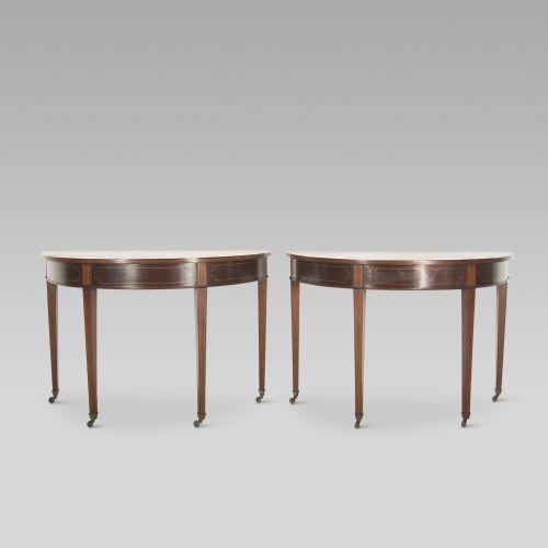 Pair of 19th Century Mahogany Demi Lune Tables