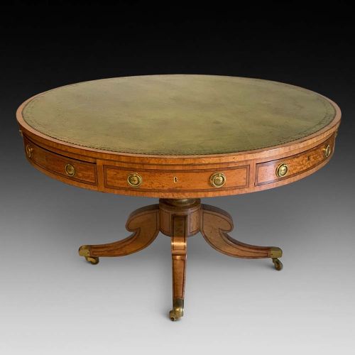 A Stunning and Very Original Satinwood Drum Table, Ca. 1800-15