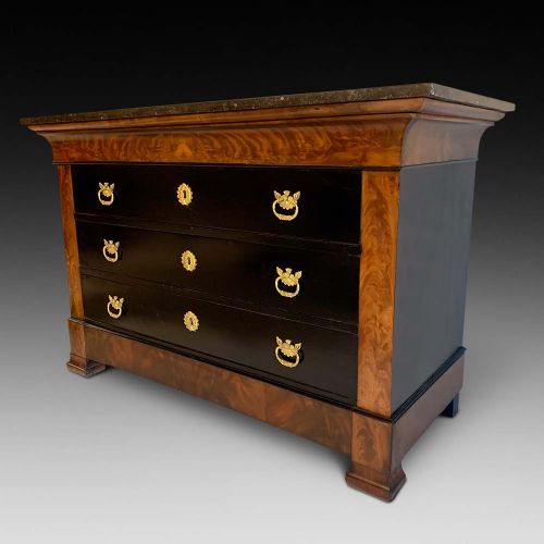 
A Ebonised & Flame Mahogany Commode Chest of Drawers, Ca. 1840-60