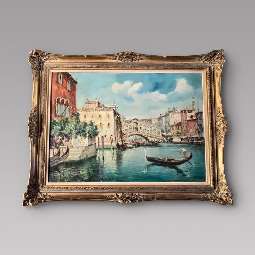 Benedetti - Oil on Canvas - Venice, the Rialto Bridge

