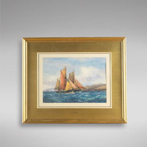 Frederick James Aldridge - Watercolour - Ships at Sea