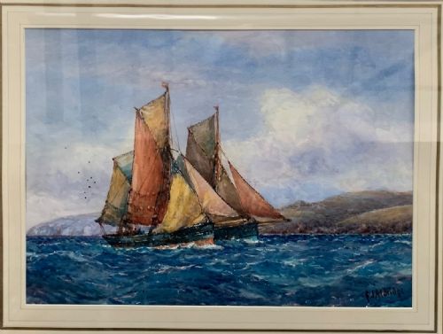 fig 1. Frederick James Aldridge - Watercolour - Ships at sea