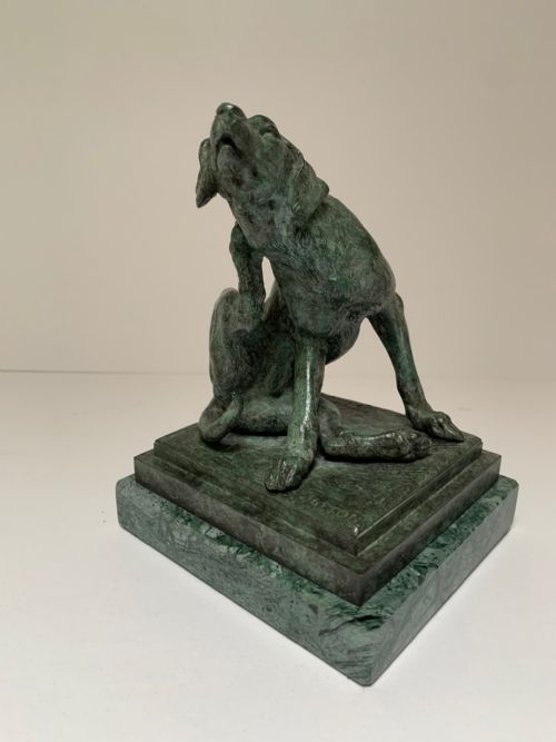 Charles Valton - 19thc Bronze of Hound Scratching