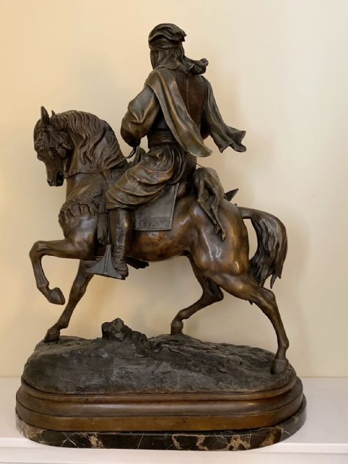 fig 1. A Large 19thc French Patinated Spelter of 'Cavalier Arabe'