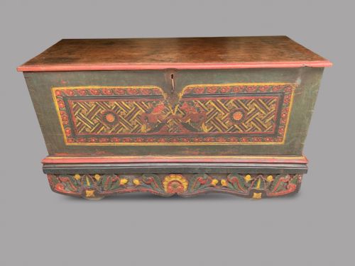A Fabulous 19thc Swedish Wooden Dowry/marriage Chest