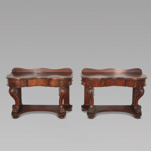 Pair of English 19th Century Mahogany Console Tables